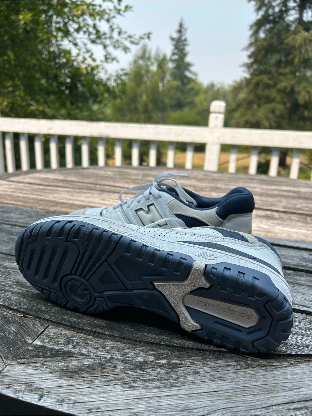 New Balance Light Gray & Navy Retro Runner Sneakers